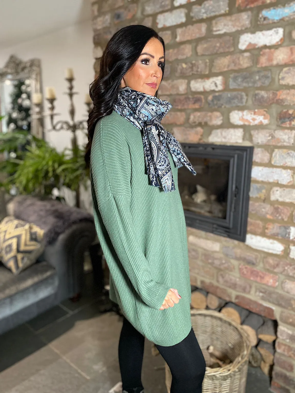 Sage Ribbed V Neck Knit Victoria