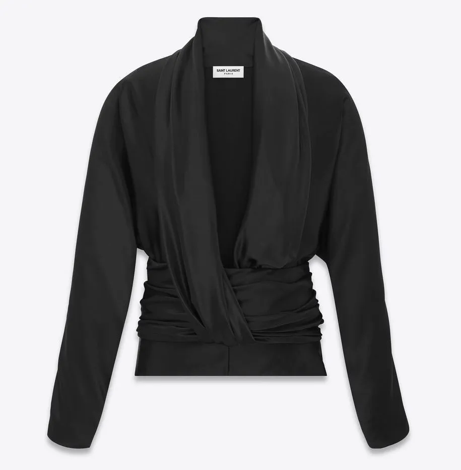 Saint Laurent  |Silk Blended Fabrics Long Sleeves Plain Luxury Shirts