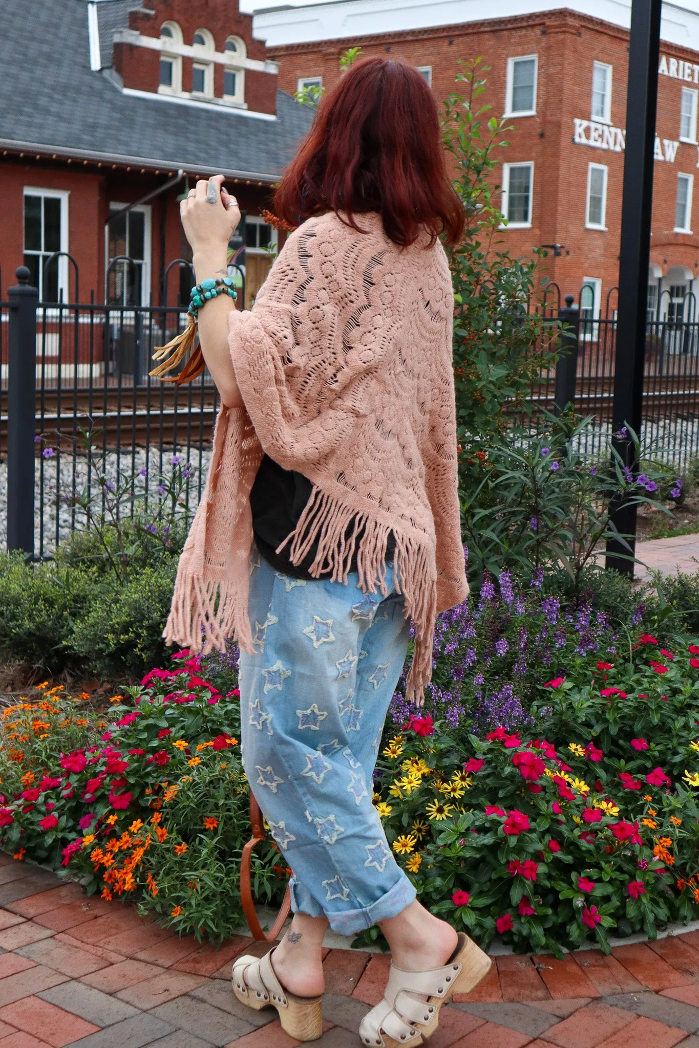 Sale - Heidi Scallop Cut Knit Poncho Cape