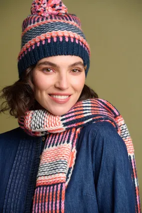 Textured Stripe Knitted Scarf