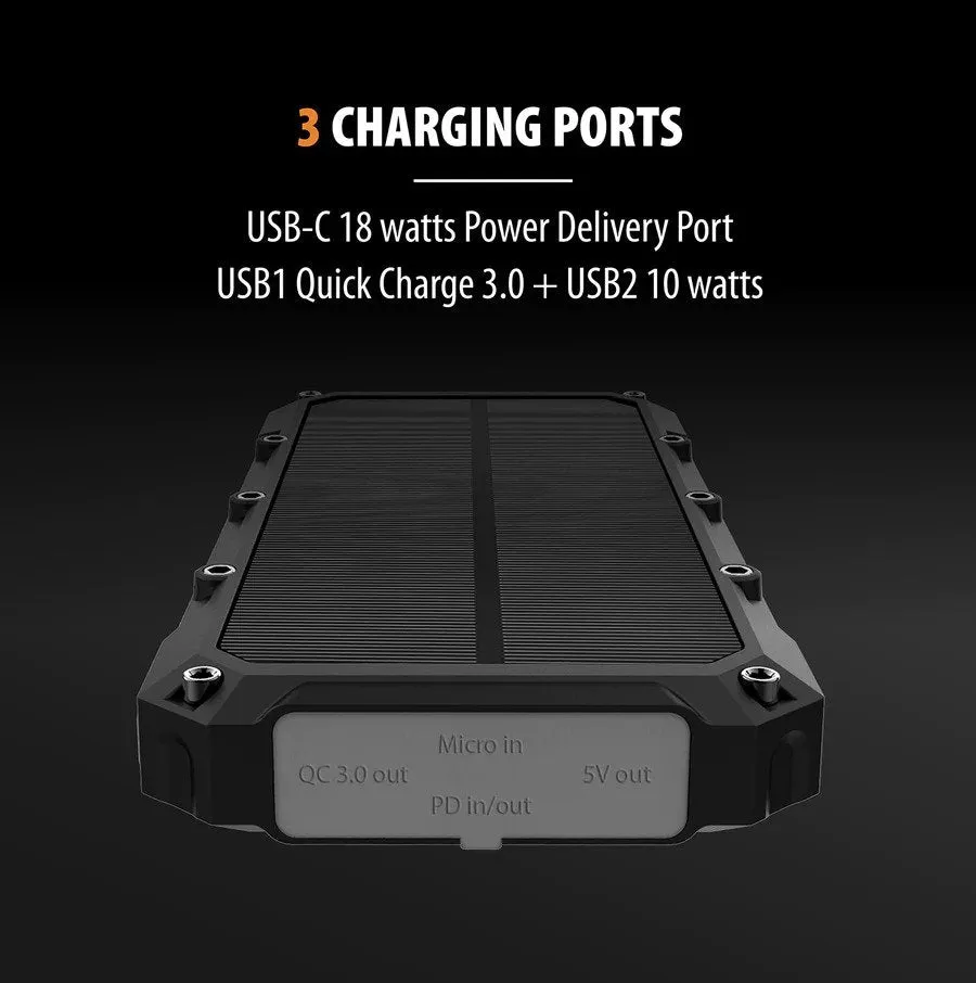 ToughTested 10,000 mAh Solar Charger & Wireless Portable Power Bank