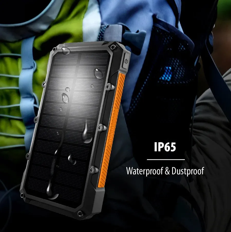 ToughTested 10,000 mAh Solar Charger & Wireless Portable Power Bank