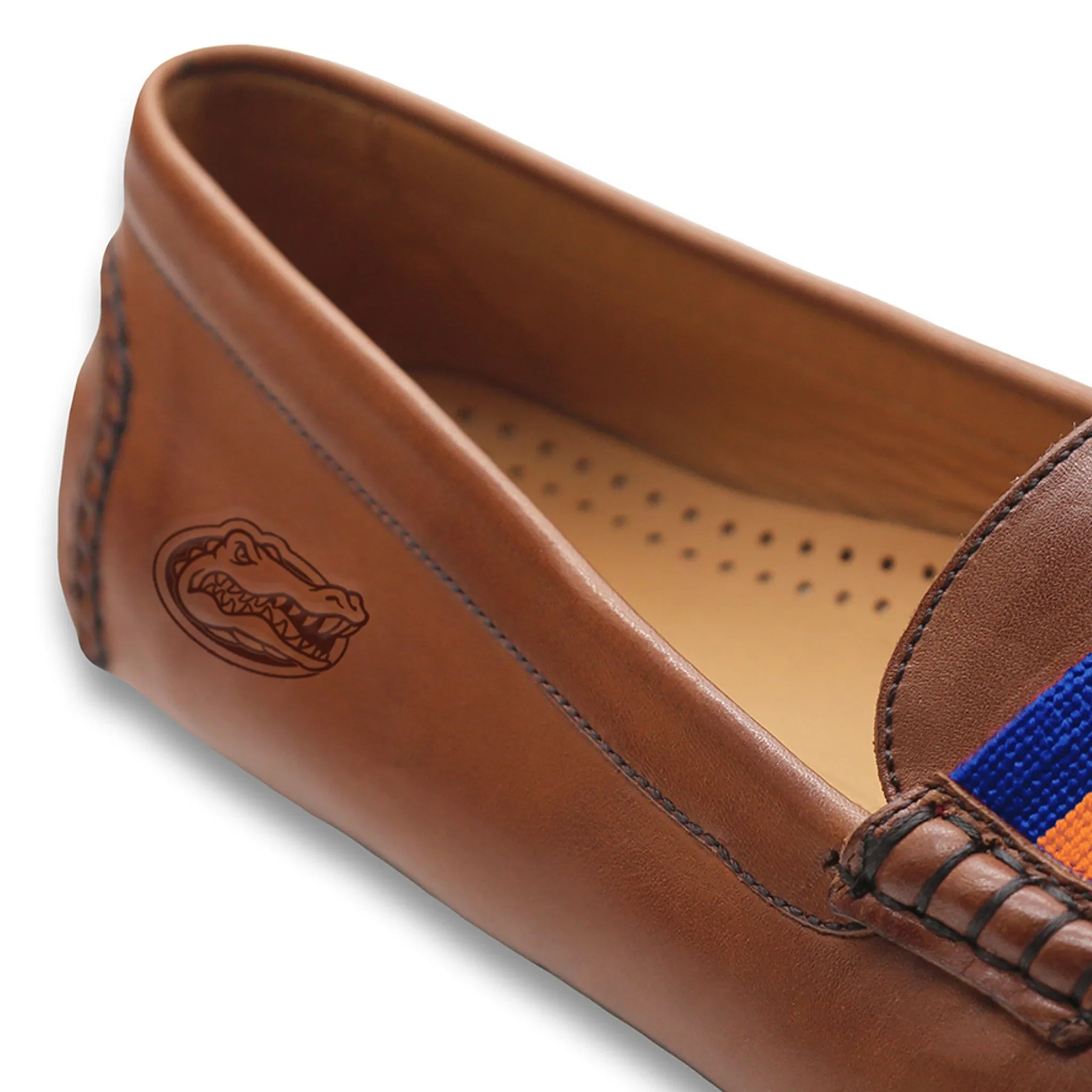 University of Florida Surcingle Driving Shoes (Royal-Orange) (Chestnut Leather-Logo)