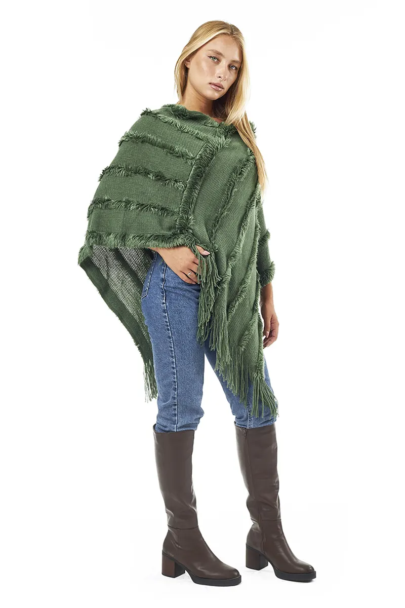 VERDE FASHION | Poncho con frange