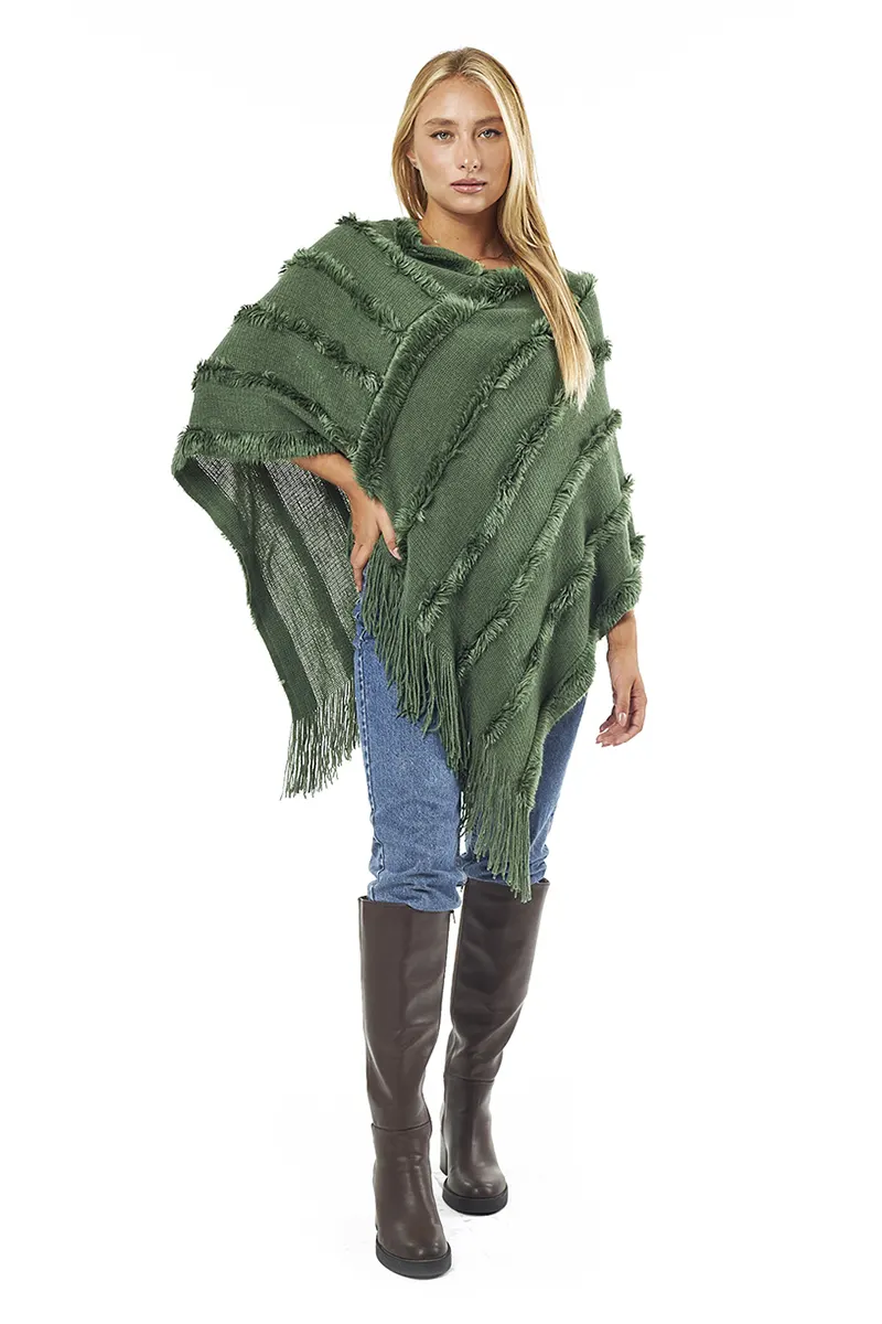 VERDE FASHION | Poncho con frange