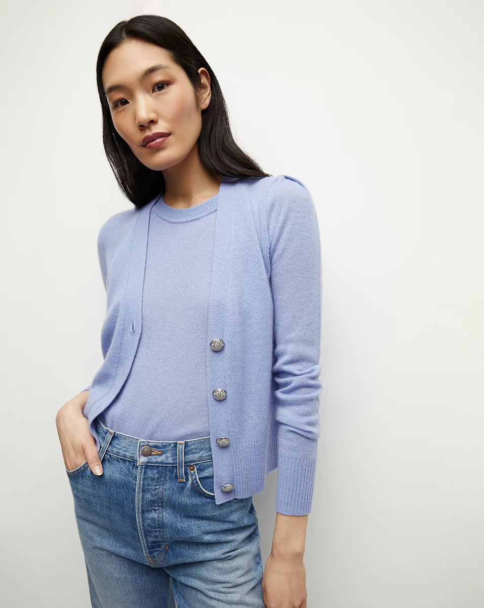 Veronica Beard Solene Cashmere Cardigan in Hydrangea