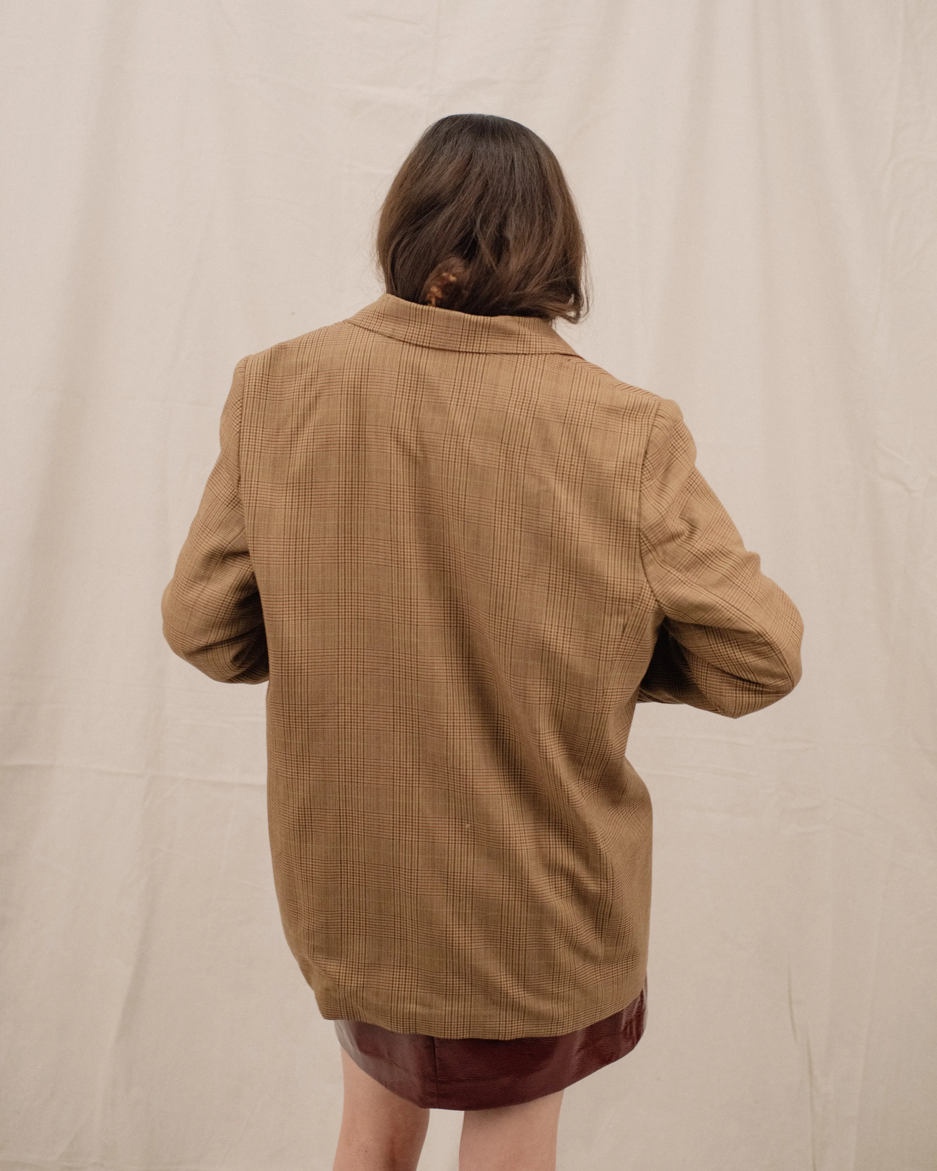 Vintage Gold Tweed Oversized Blazer (S/M)