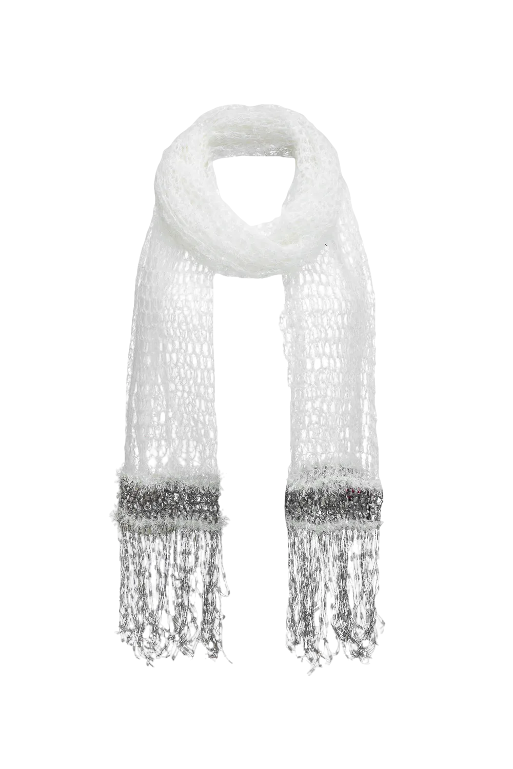 White Cashmere Handmade Knit Shawl