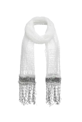 White Cashmere Handmade Knit Shawl