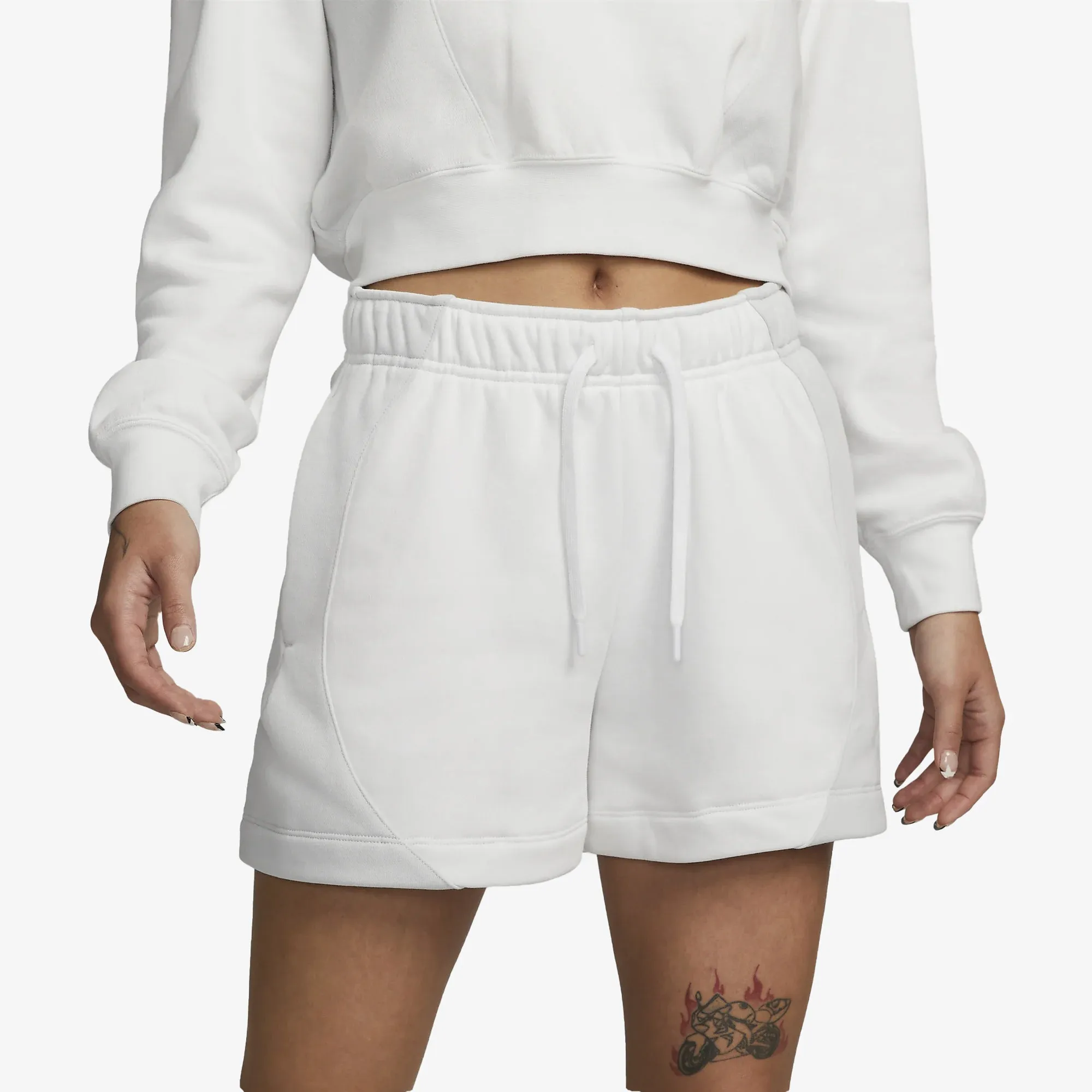 WMN'S MID-RISE FLEECE SHORTS'SUMMIT WHITE/PHOTON DUST/SUMMIT WHITE'